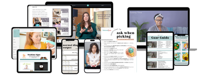 Multiple devices showcasing the newborn care class online with resources for parents during baby's first year.