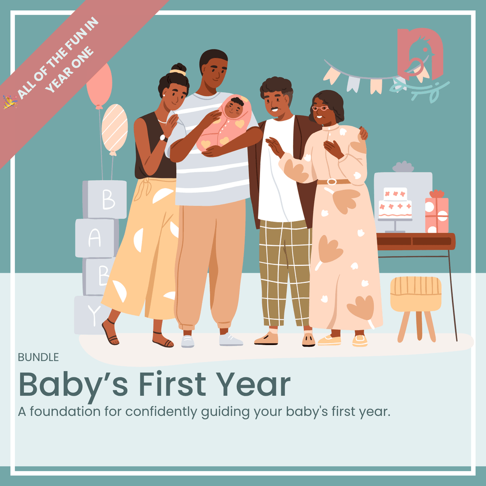 Image representing a newborn care class online with parents supporting each other during baby's first year.